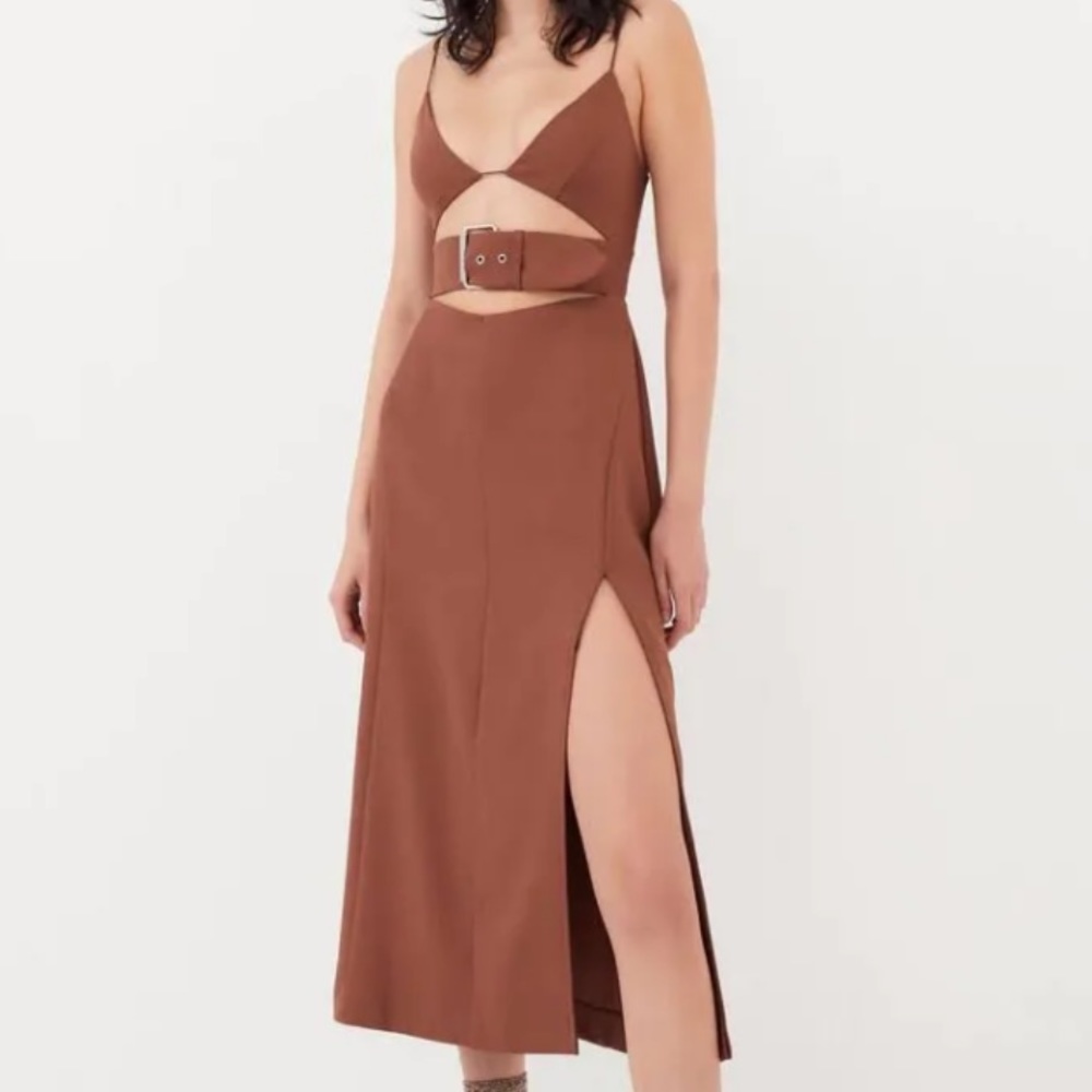 NEW; SOLD OUT;  For Love and Lemons Natasha Midi Dress Brown XXS